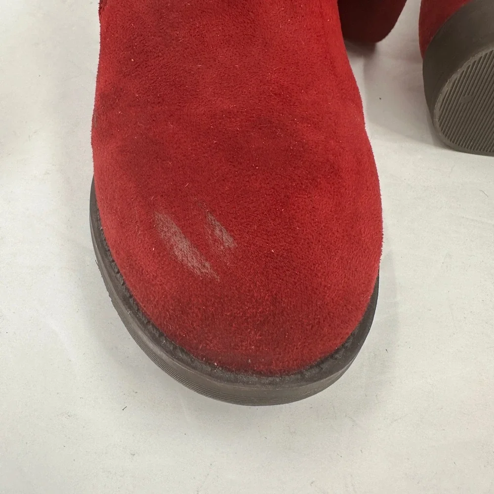 Chinese Laundry Over the Knee Boots Size 6 Red Faux Suede Whimsigoth Boho‎ Chic